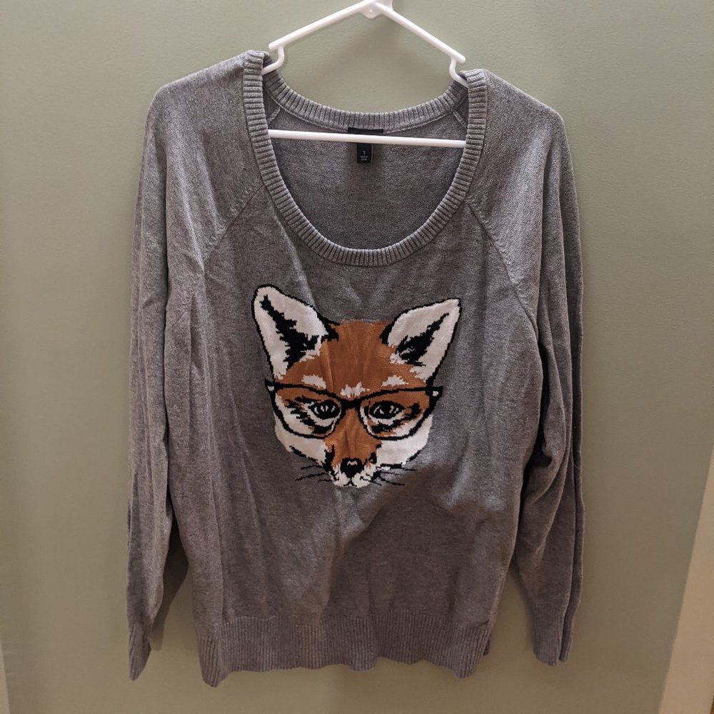 Scoop Neck Dapper Fox Sweater